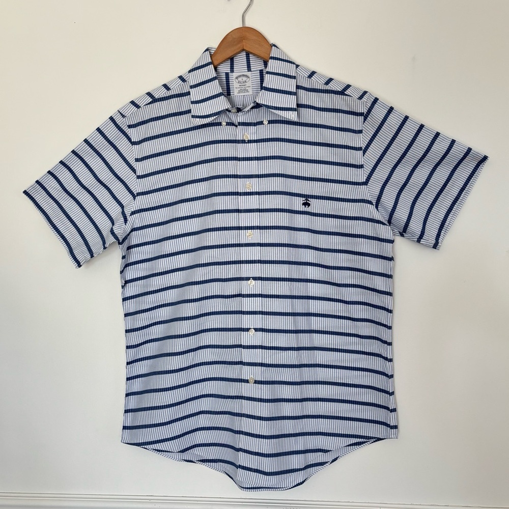 Brooks Brothers Men's Classic Striped Non Iron Button Shirt Large Supima Cotton